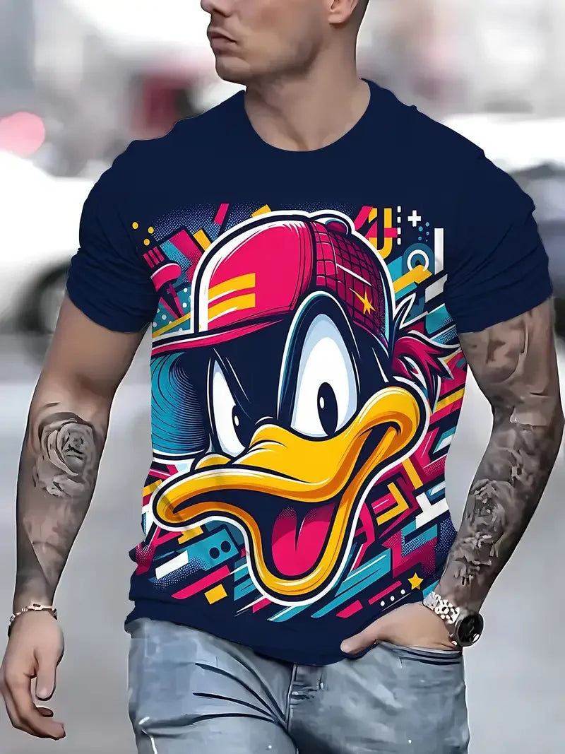 Funny Men's T Shirt Cartoon Animal Print Casual Pullover Summer Short Sleeve T-shirts Fashion Outdoor Male Overszied Clothing